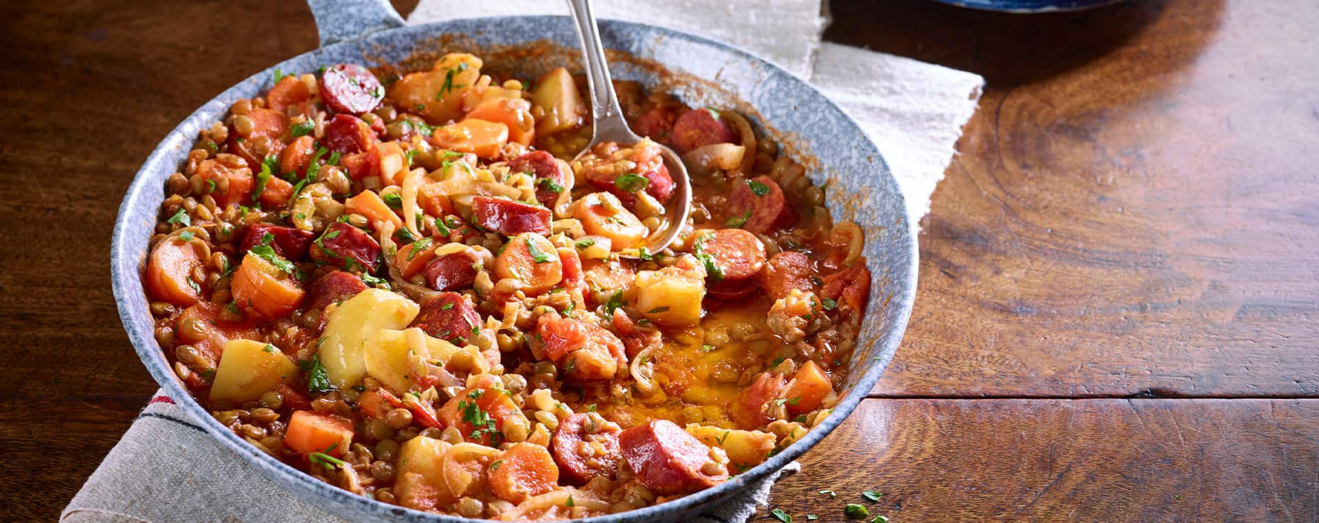 Traditional Spanish Lentil Stew with Chorizo