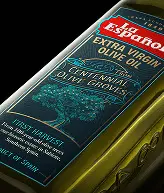 Extra virgin olive oil bottle label La española